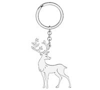 WEVENI Legierung Bunte Giraffe Schlüsselanhänger Zubehör Emaille Schmuck Geschenke Für Frauen Mädchen Tasche Auto Geldbörse Charms, Hirsch Silber B, 55mm x 40mm