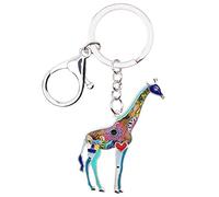WEVENI Legierung Bunte Giraffe Schlüsselanhänger Zubehör Emaille Schmuck Geschenke Für Frauen Mädchen Tasche Auto Brieftasche Charms (Blau)