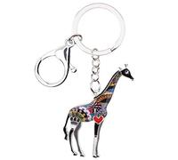WEVENI Legierung Bunte Giraffe Schlüsselanhänger Zubehör Emaille Schmuck Geschenke Für Frauen Mädchen Tasche Auto Brieftasche Charms (Grau)