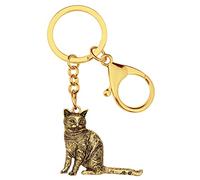 WEVENI Legierung Gold Silber Katze Schlüsselanhänger Kätzchen Schlüsselanhänger Autotasche Brieftasche Zubehör Für Frauen Mädchen, Gold, 33mm x 40mm