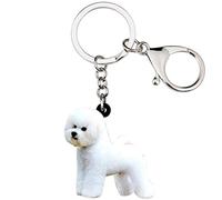 Weveni Schlüsselanhänger aus Acryl, Bichon Frisé, für Haustiere, Schlüsselanhänger, Geschenk für Frauen und Mädchen, Handtasche im Auto
