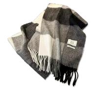 Weximil 100 Australische Wollschal, gestrickt, weich, warm, Halsbekleidung für Damen und Herren, Schottenkaro, helles Schwarz, Large