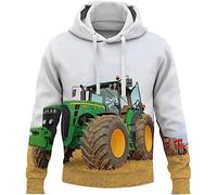 WFBZ 3D Traktor- Jungen Hoodie - Kapuze, Kängurutasche, Herren Hoodie Sweat-Jacke Mit Kapuze Langarm, Print-Pulli (A1,160)