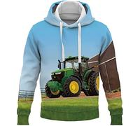 WFBZ 3D Traktor- Jungen Hoodie - Kapuze, Kängurutasche, Herren Hoodie Sweat-Jacke Mit Kapuze Langarm, Print-Pulli (A2,130)