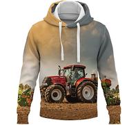 WFBZ 3D Traktor- Jungen Hoodie - Kapuze, Kängurutasche, Herren Hoodie Sweat-Jacke Mit Kapuze Langarm, Print-Pulli