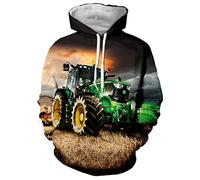 WFBZ 3D Traktor- Jungen Hoodie - Kapuze, Kängurutasche, Herren Hoodie Sweat-Jacke Mit Kapuze Langarm, Print-Pulli