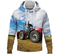 WFBZ 3D Traktor- Jungen Hoodie - Kapuze, Kängurutasche, Herren Hoodie Sweat-Jacke Mit Kapuze Langarm, Print-Pulli (A8,150)