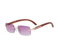 WFFZTZW Kleine rechteckige randlose Sonnenbrille für Herren, luxuriös, Vintage, rahmenlos, UV400 (C4Purple)