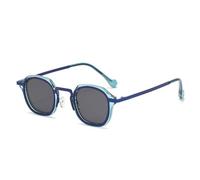 WFFZTZW Kleine runde Retro-Punk-Sonnenbrille für Damen und Herren (C6BlauGrau)