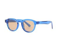 WFFZTZW Modische runde Sonnenbrille für Damen, Retro, klarer Rahmen, Ozean-Gläser, UV400, Nieten, Party-Sonnenbrille für den Strand, blau, Einheitsgröße