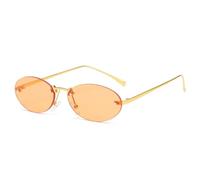 WFFZTZW Randlose ovale Sonnenbrille für Damen, Vintage, kleiner Rahmen, modisch, klare Verlaufsgläser, UV400 (orange)