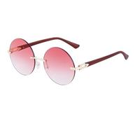 WFFZTZW Randlose, runde Sonnenbrille für Damen, luxuriös, Vintage, rahmenlos, Retro, Punk, Sonnenbrille, Steampunk (C7Pink)