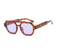 WFFZTZW Retro-Punk-Sonnenbrille für Damen und Herren, Vintage, dicker Rahmen, UV400 (Leopard-Lila)