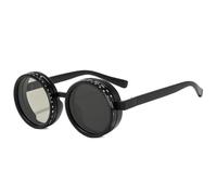 WFFZTZW Retro Runde Punk Herren Outdoor Sport Sonnenbrillen Shades UV400 Damen Verstellbare Dimmbare Sonnenbrille (Schwarz-8)