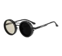 WFFZTZW Retro Runde Punk Herren Outdoor Sport Sonnenbrillen Shades UV400 Damen Verstellbare Dimmbare Sonnenbrille (Schwarz-12)