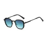 WFFZTZW Retro Square Metal Damen Sonnenbrille UV400 Mode Klarer Farbverlauf UV400 Herren Trendy Punk Sonnenbrille (Schwarz Grau Blau)
