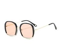WFFZTZW Trendige Outdoor-Sonnenbrille mit quadratischem Metallrahmen für Damen und Herren, luxuriös für Autofahren und Reisen, UV400 (Schwarzer Tee)