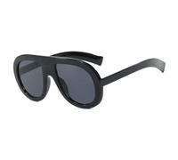 WFFZTZW Übergroße runde Sonnenbrille für Damen und Herren, modisch, lässig, UV400, Autofahren, Trend (schwarz)