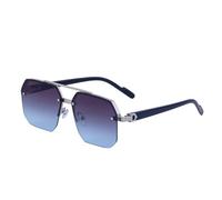 WFFZTZW Vintage Halbrand-Sonnenbrille für Herren, Luxus-Steampunk-Metall, Doppelstrahl, trendiges Fahren (C2Silbergrau)