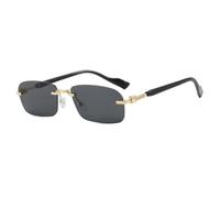 WFFZTZW Vintage Randlose Sonnenbrille für Damen und Herren, Luxus-Punk-Metallnieten, gemasertes Bein, UV400 (20277-C5)