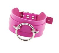 WGBOSMG Halsband mit Sicherung für verschiedene Geschlechter, mit O-Ringen in Haltbarkeit, PU-Leder, unisex, modischer Choker, One Size, Wie beschrieben, Wie beschrieben