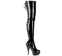 WGFJKI 15 cm Damen Damen Herren Oberschenkelhohe Overknee-Lederstiefel Schuh Stiletto Plateaustiefel-Schwarz||34