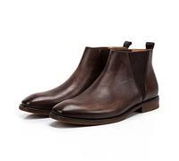 WGFJKI Chelsea-Stiefeletten für Herren, Leder, V-Form, elastische Seite, quadratischer Absatz, Rutschfester Regenmantel, tragbarer Anti-Rutsch-Schema