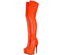 WGFJKI Damen Fetisch Herren Oberschenkelhohe Overknee-Stiefelschuhe aus Stretch-Leder, Größe 34-45