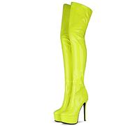 WGFJKI Damen Fetisch Herren Oberschenkelhohe Overknee-Stiefelschuhe aus Stretch-Leder, Größe 34-45