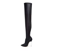 WGFJKI Overknee-Stiefel für Damen, Stiletto-Stiefel mit oberschenkelhohem Absatz, modische Stiefel mit seitlichem Reißverschluss, geeignet für Maskerade, Party, Bar,Blau,EU 33