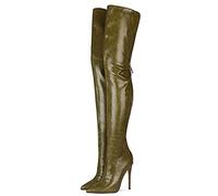 WGFJKI Vintage weinrot Overknee-Stiefel Damen High Heels Damen Oberschenkelhohe Stiefel Herbst Winter Stiefel Schuhe Plus Größe 34-46