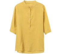 Wgtfot Musselin Bluse Damen Sommer Kurzarm Leinenbluse mit Stickerei Elegant Einfarbig Longbluse Vintage Besticktes Blusenshirt Basic Rundhals Shirt Leicht Leinen Tshirt Lässig Locker Sommershirt 03