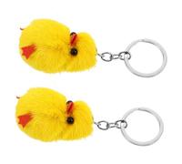 WHAMVOX 2 Stück Kleine Gelbe Plüsch Enten Schlüsselanhänger Weicher Cartoon Anhänger für Auto Rucksack Handtasche Vielseitig als Schlüsselhalter oder Tasche Deko Geeignet für Erwachsene