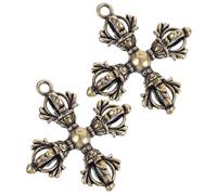 WHAMVOX Messing Vajra Stößel Anhänger 2 Stück Kleiner Tibetischer Buddhismus Schlüsselanhänger Halsketten Dekor Langlebiges Messingkunsthandwerk Retro Schmuck für Alltag und Reise
