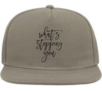 What's Stopping You Motivational Line Graphic Snapback Flat Visor Cotton Blend Cap Gray