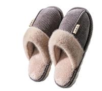 WHDMKUS Baumwollpantoffeln Extra Große Herren-Baumwollschuhe Im Winter Großer Innen- Und Außen-Dicke-plüsch-pelschpelschern Im Winter Großer Slips-grau-42-43