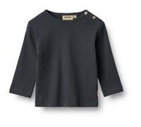 WHEAT - Kid's Rib T-Shirt L/S Milo - Longsleeve, Gr. 74, grau/schwarz (Navy)
