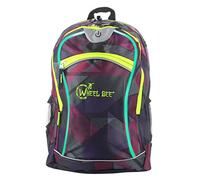 Wheel-Bee Rucksack, Design: Purple, mit integriertem LED Licht (grün) und Reflektorstreifen, Schulrucksack, Daypack, Backpack, Sichtbarkeit bei Dunkelheit, 30 Liter, 950004