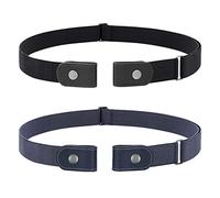 WHIPPY 2 Stücke Schnallenfrei Stretch Elastischer Gürtel Damen Unsichtbarer Gürtel Ohne Schnalle Für Jeans Hosen,schwarz/blau,64cm