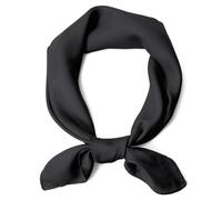 WHIPPY Damen Seidentuch Seide 70x70cm Mode Bandana Halstuch Kopftuch Schal für Damen Leicht Seidenschal, Schwarz