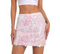 WHIPPY Glitzer Rock für Damen Sexy Pailletten mit Elastische Taille Rock | Minirock für Damen Hüftrock in Sexy Kurzform Glitzer Festival Outfit Ideal für Nachtclub Karneval Silvesterparty