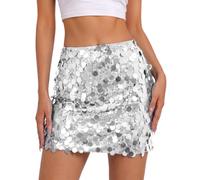 WHIPPY Glitzer Rock für Damen Sexy Pailletten mit Elastische Taille Rock | Minirock für Damen Hüftrock in Sexy Kurzform Glitzer Festival Outfit Ideal für Nachtclub Karneval Silvesterparty