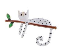 White Cat Lapel Pin For Women Lazy Tree Exquisite Enamel Cute Branch Badge Jewelry Ornament White Cat Pin For Women Daily Wear