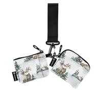 White Deer Damen Münzgeldbörsen Kartenetuis Minimalistisch Damen Geld Organizer mit Reißverschluss Münzfach für Damen Mädchen 2 Stück, Weißes Hirsch, 1 size