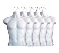 White Male Mannequin Hollow Back Body Torso Dress Form Hanging Hook SM Sizes 5 Pack White