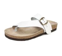 WHITE MOUNTAIN Damen Carly Flache Sandale, Weißes Leder, 40 EU