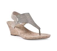 WHITE MOUNTAIN Shoes All Good Damen Kork Keilsandalen, Gold (Ltgold/Glitzer), 43 EU