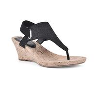 WHITE MOUNTAIN Shoes All Good Damen Kork Keilsandalen, Schwarz (Schwarz/Glitter), 37 EU