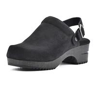 WHITE MOUNTAIN Shoes Being Leder-Fußbett-Clog, Schwarzes Veloursleder, 39 EU