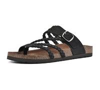 WHITE MOUNTAIN Women's Hayleigh Braided Signature Comfort-Molded Footbed Sandal, Schwarzes Nubukleder, 43 EU